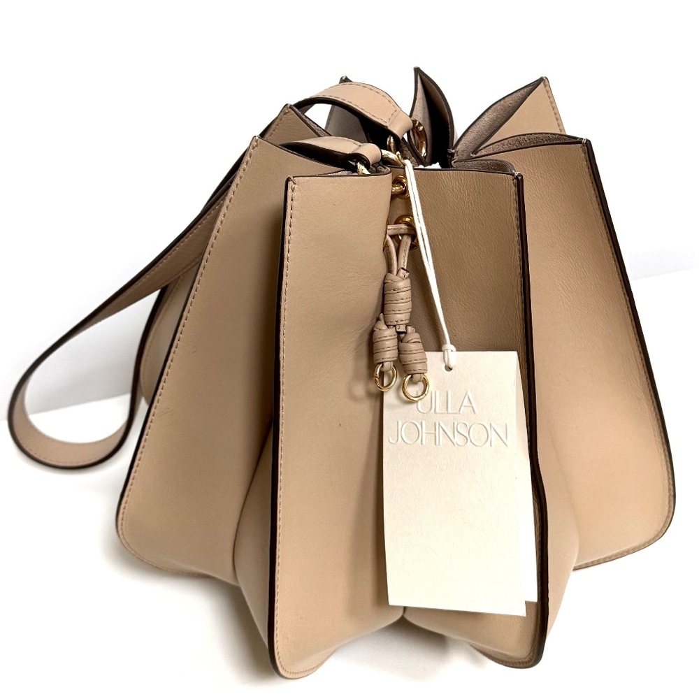 Ulla Johnson Beige Leather Lotus Flower Large Shoulder Bag - Picture 10 of 11